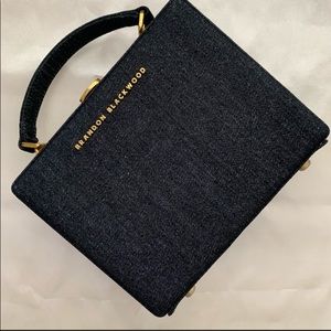 Brandon Blackwood black denim Kendrick trunk includes dustbag, box & long strap